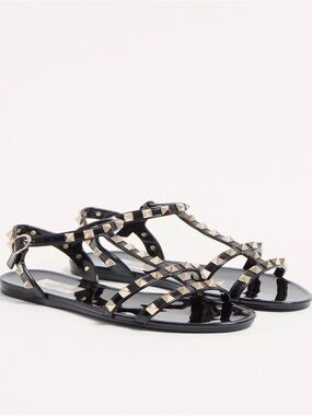 Valentino Rockstud Flat Rubber Sandal